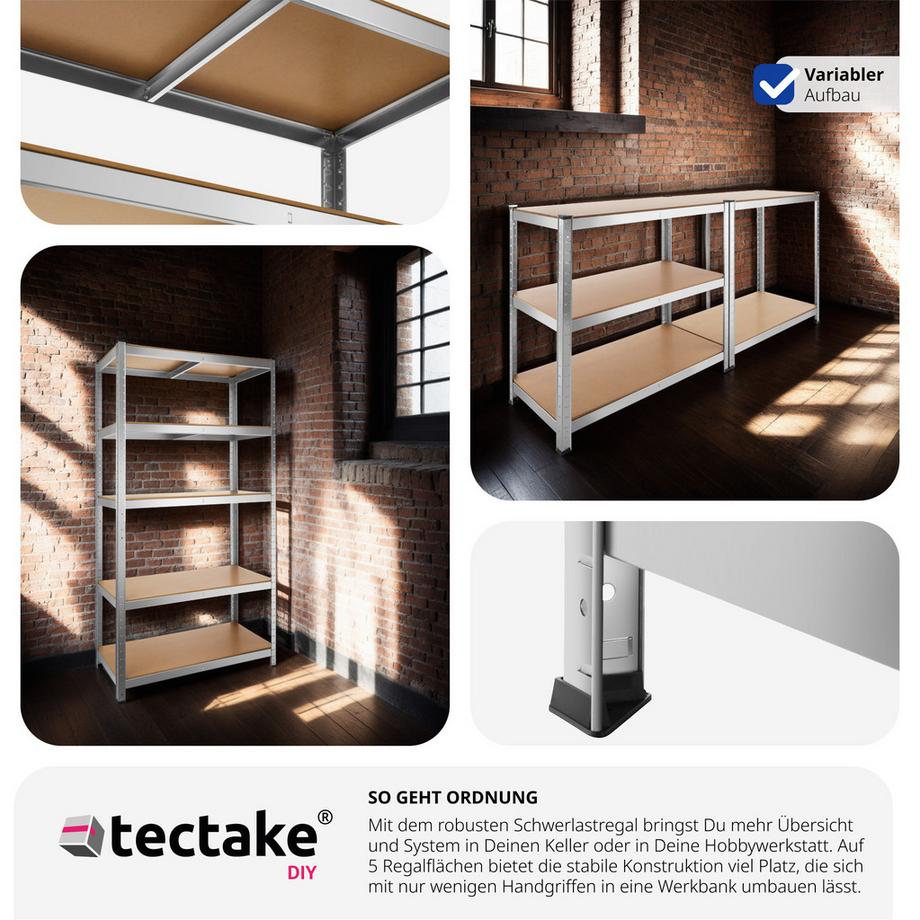 Tectake Étagère pour charges lourdes  structure en acier galvanisé  