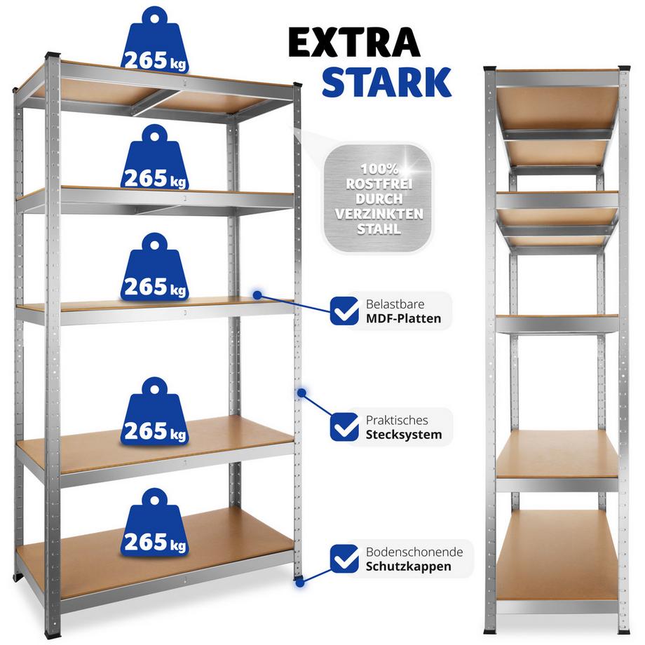 Tectake Étagère pour charges lourdes  structure en acier galvanisé  