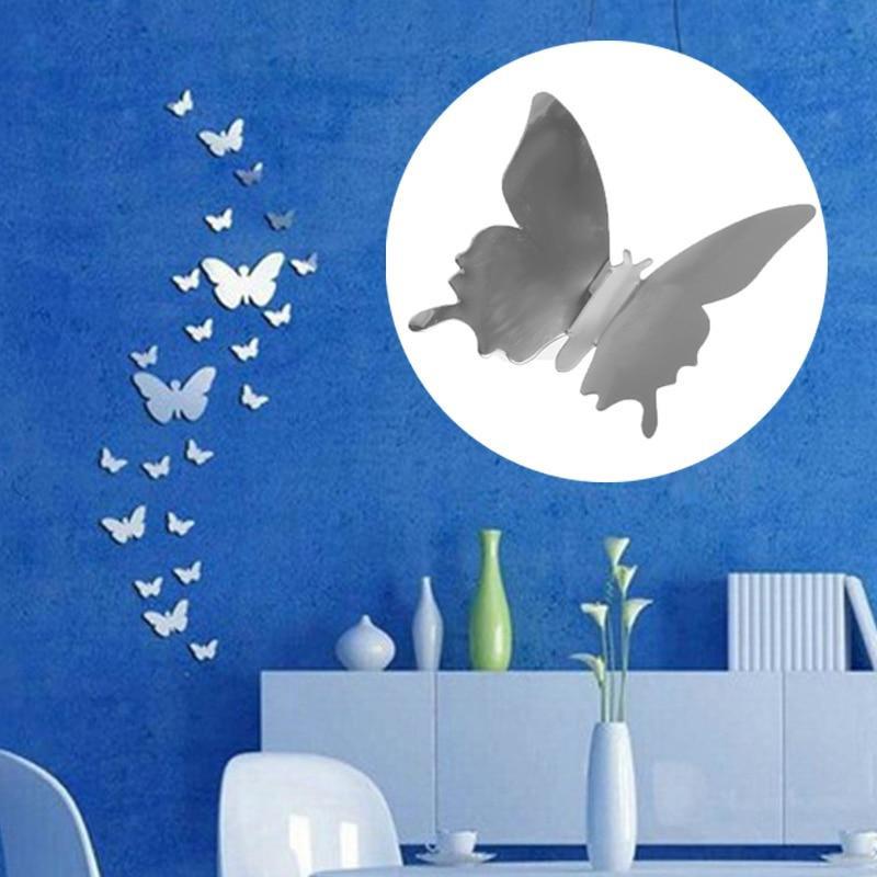 HOD Health and Home 12pcs 3D Mirror Butterfly Wandaufkleber Abnehmbares Aufkleber Wandkunst -Wohnkultur  