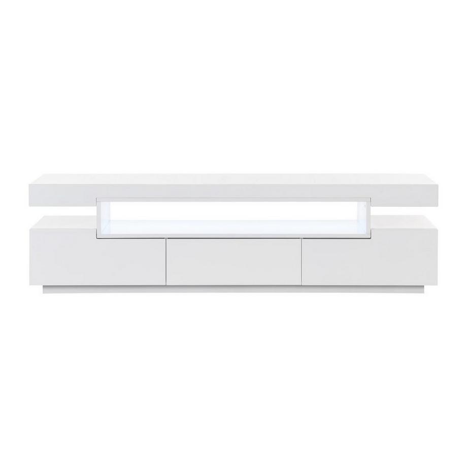 Vente-unique  Meuble TV 1 niche et 3 tiroirs avec LEDs - en MDF - Blanc - OKESA 