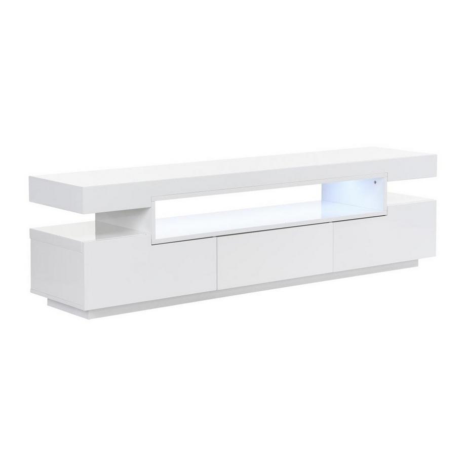 Vente-unique  Meuble TV 1 niche et 3 tiroirs avec LEDs - en MDF - Blanc - OKESA 