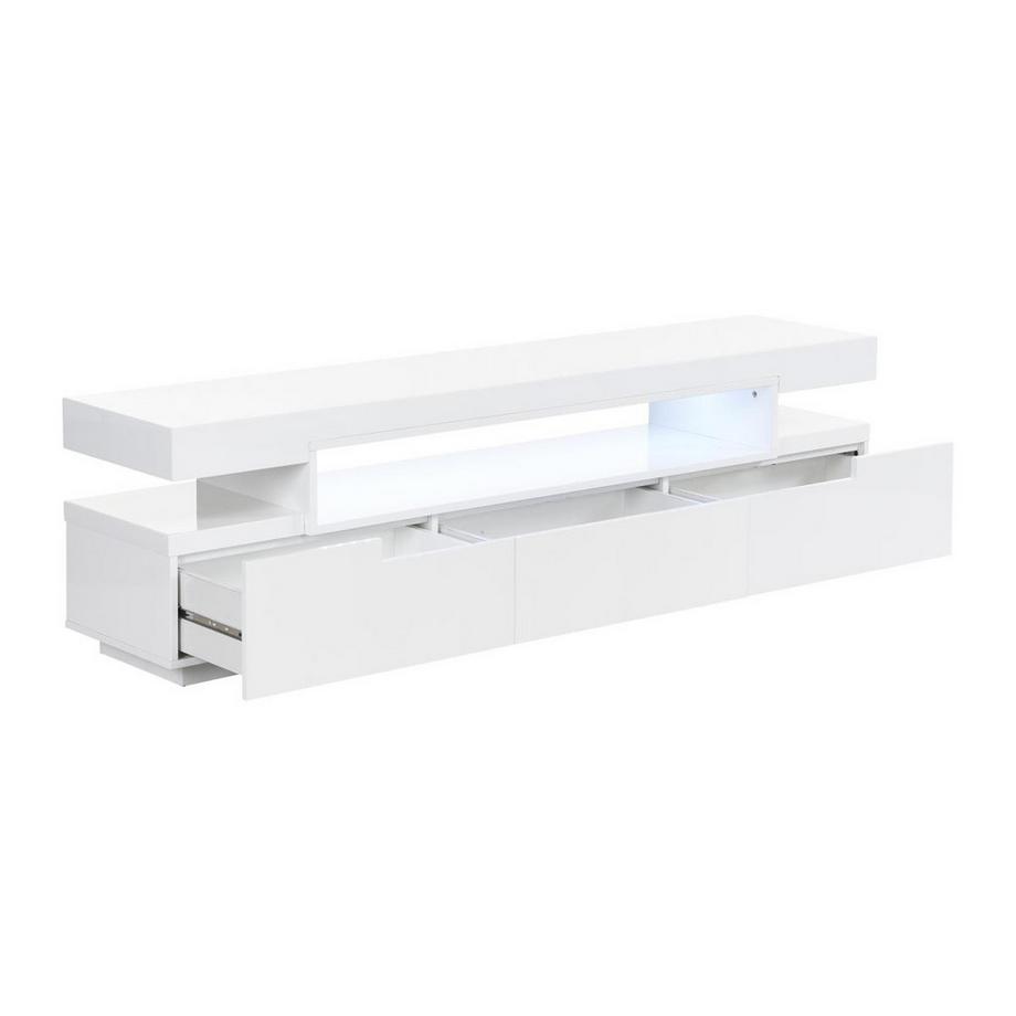 Vente-unique  Meuble TV 1 niche et 3 tiroirs avec LEDs - en MDF - Blanc - OKESA 