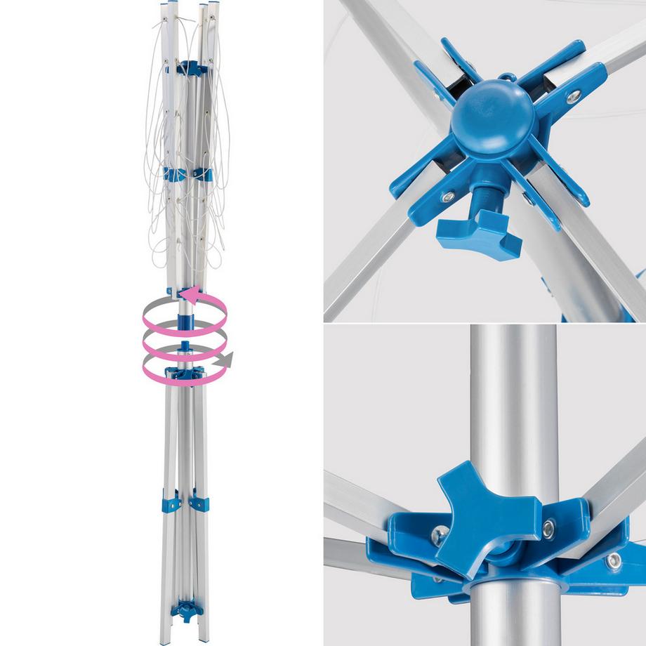 Tectake Mobile Wäschespinne  aus Aluminium klappbar  