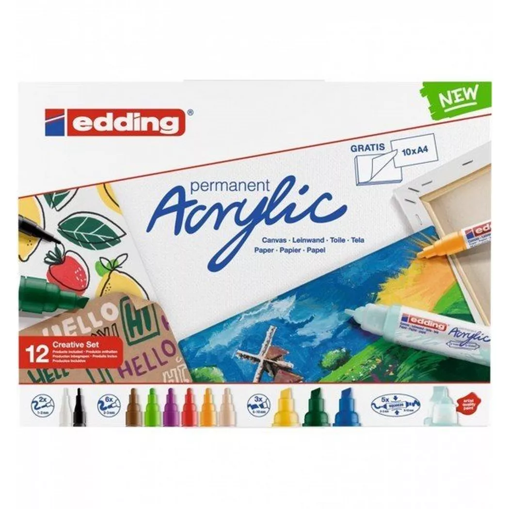 edding Acrylic Marker Set 12-Piece Creative Basic 4-CS12B