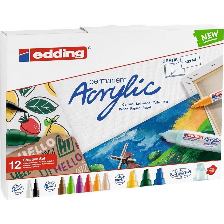 Edding EDDING Acrylmarker acrylic-12S Starterset gross 12 Stück  