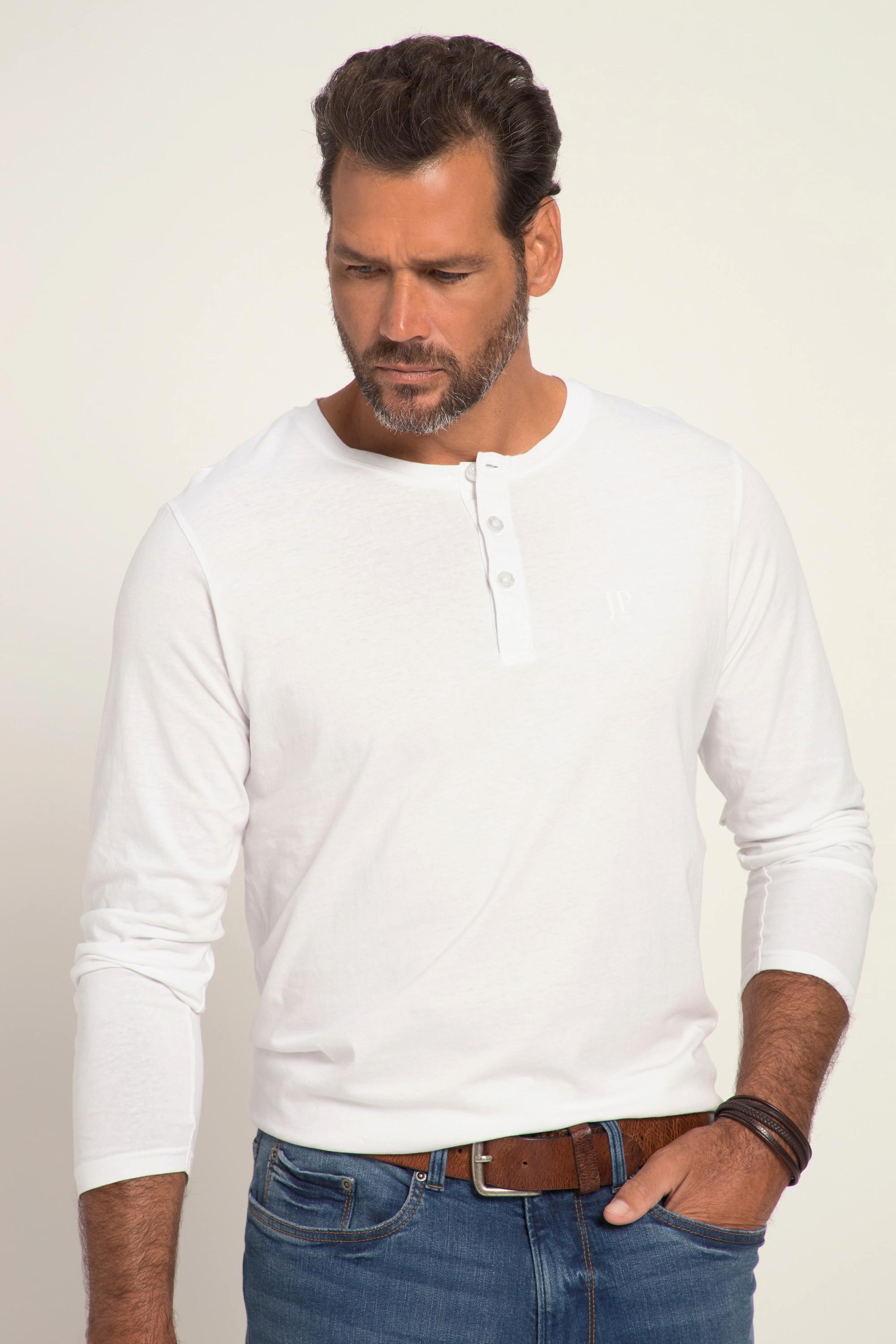 JP1880  Maglia serafino basic con maniche lunghe e abbottonatura bianco neve 