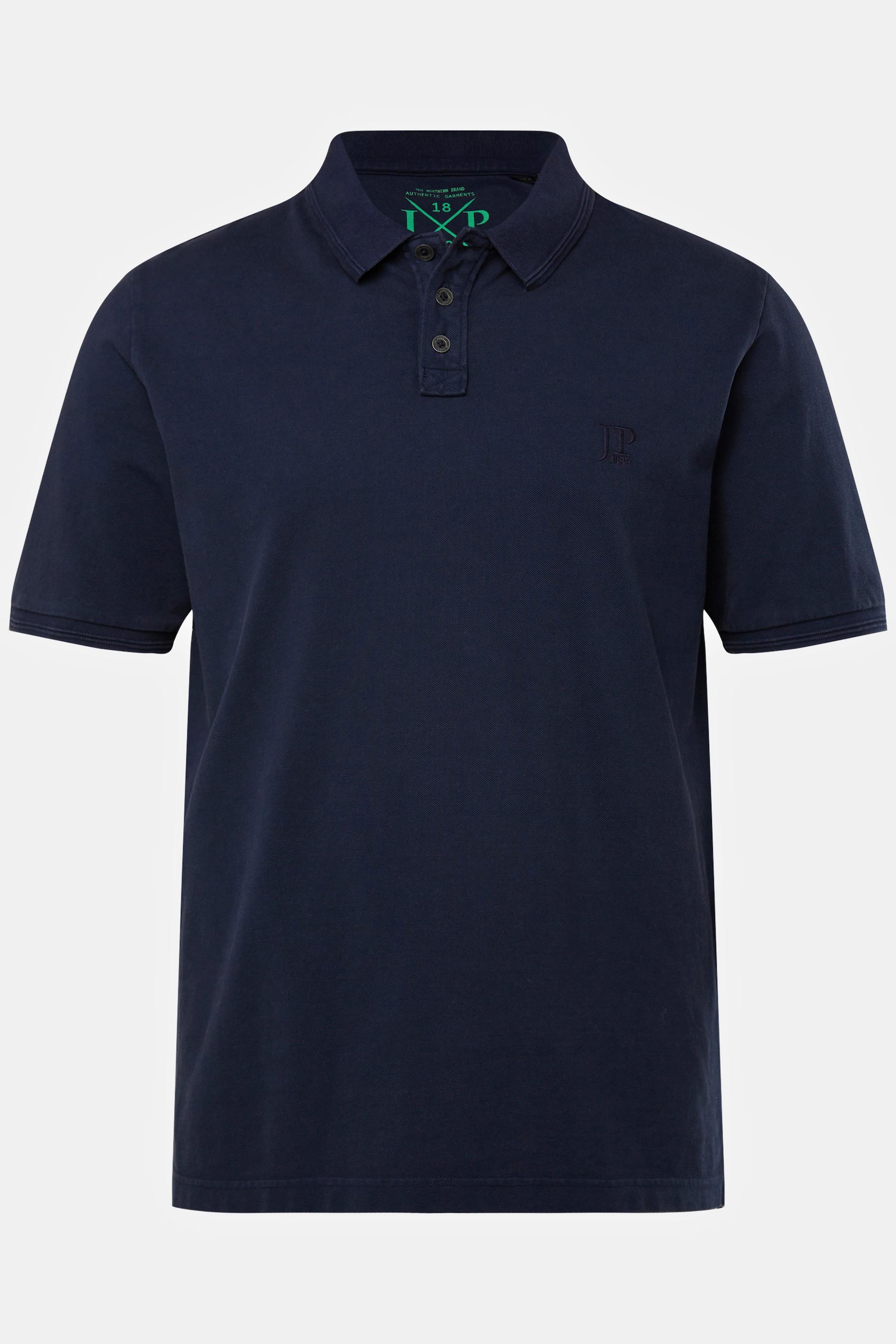 JP1880  Maglia polo di piqué dal look vintage con mezze maniche blu scuro 