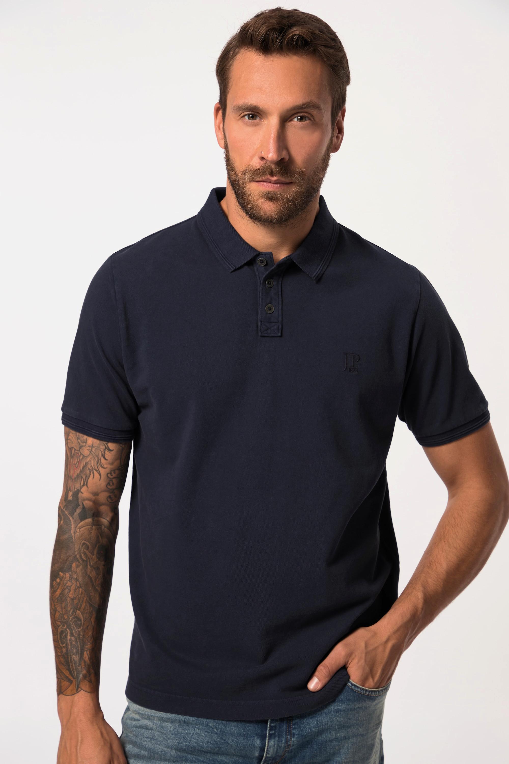 JP1880  Polo à manches courtes en maille piquée, style vintage bleu marine 