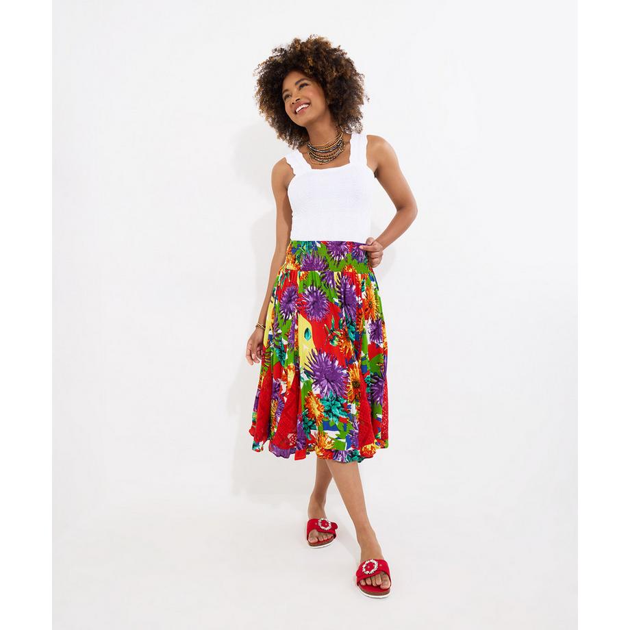 Joe Browns Leuchtend floraler Godet Panel Midirock  