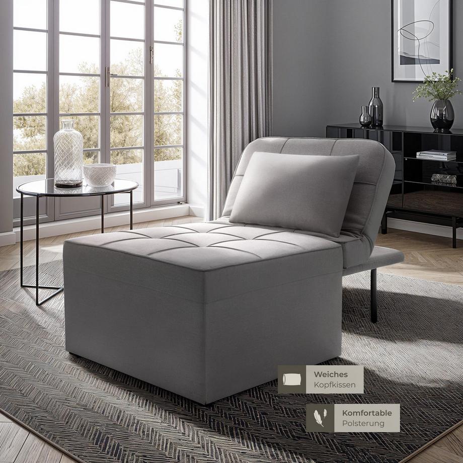 Tectake Schlafhocker Ponto 4 in 1 als Hocker, Sessel, Lounger oder Bett 6-fach verstellbare Rückenlehne  