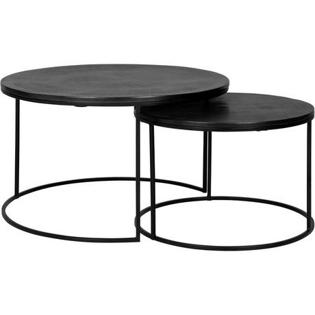 mutoni Table basse Bolder noire 80 (lot de 2)  