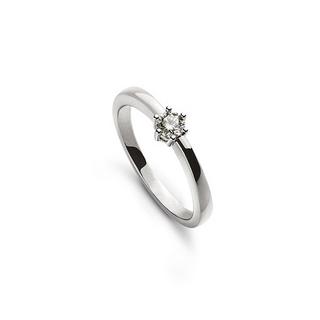 MUAU Schmuck  Solitär Ring 6-Griff-Fassung Weissgold 750, Brillant 0.15ct. 
