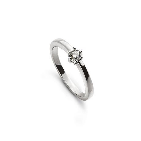 MUAU Schmuck  Solitär Ring 6-Griff-Fassung Weissgold 750, Brillant 0.15ct. 