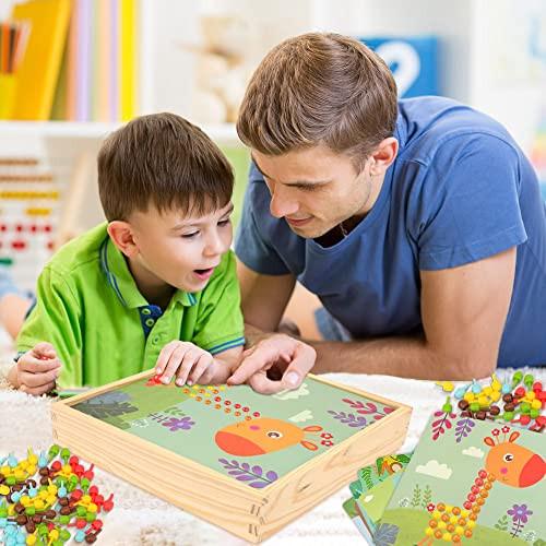 Activity-board  Jeu de mosaïque pour enfants Jeu de mosaïque pour enfants Fourchettes à picots avec perles et cartes à picots 