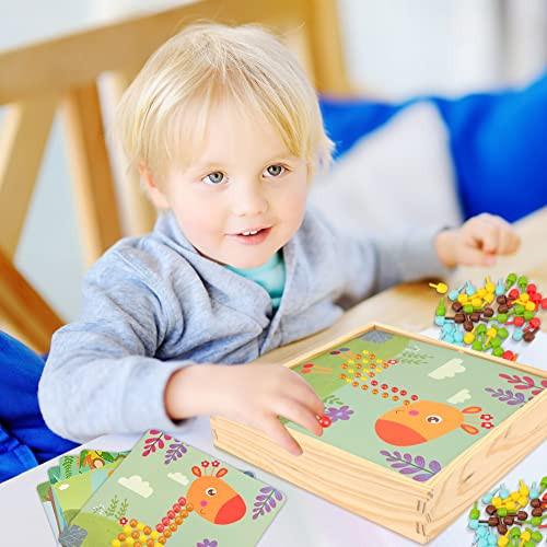 Activity-board  Jeu de mosaïque pour enfants Jeu de mosaïque pour enfants Fourchettes à picots avec perles et cartes à picots 