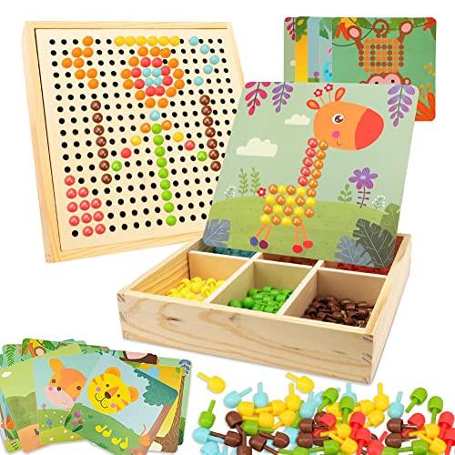 Activity-board  Jeu de mosaïque pour enfants Jeu de mosaïque pour enfants Fourchettes à picots avec perles et cartes à picots 