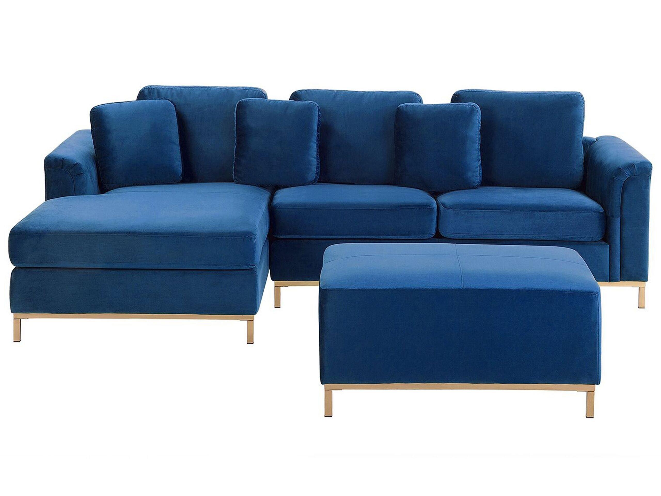 Image of Rechtsseitiges Ecksofa mit Ottomane aus Samtstoff Modern OSLO Rechtsseitiges Ecksofa mit Ottomane aus Samtstoff Modern OSLO