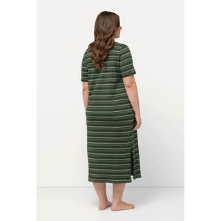 Ulla Popken Camicia da notte a righe scollo rotondo mezze maniche  