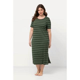 Ulla Popken Camicia da notte a righe scollo rotondo mezze maniche  