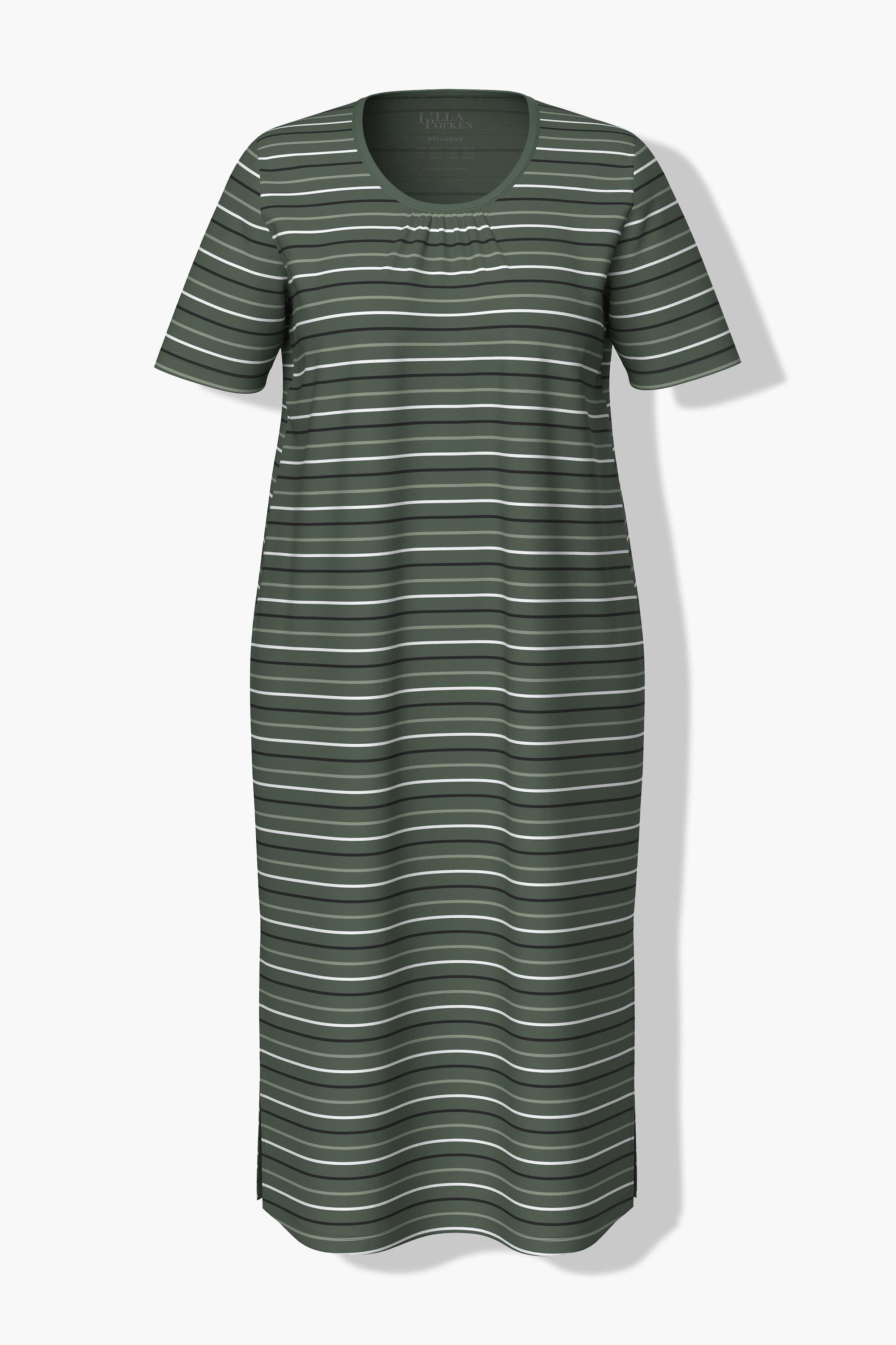 Ulla Popken Camicia da notte a righe scollo rotondo mezze maniche  