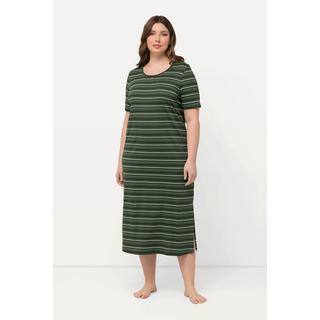 Ulla Popken Camicia da notte a righe scollo rotondo mezze maniche  