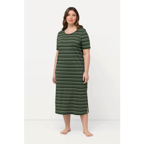 Ulla Popken Camicia da notte a righe scollo rotondo mezze maniche  