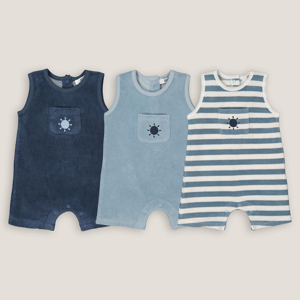 Image of 3er-pack Kurzoveralls Aus Frottee Unisex Blau 0-3M