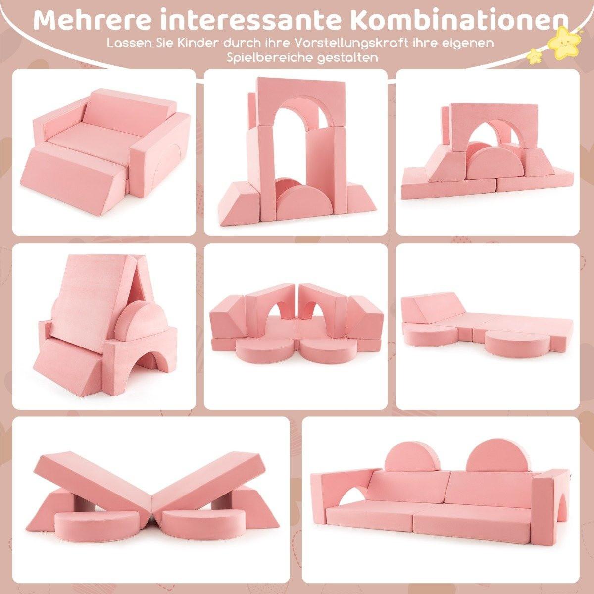 Northix Modulares Kindersofa Spielsofa Modulsofa mit abnehmbarem Bezug 105,5 x 101 x 48 cm Rosa  