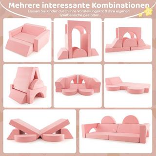 Northix Modulares Kindersofa Spielsofa Modulsofa mit abnehmbarem Bezug 105,5 x 101 x 48 cm Rosa  