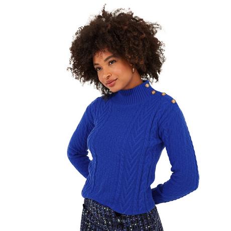 Joe Browns  Pull Poignet Côtelé Tricot Torsadé Bleu Cobalt 