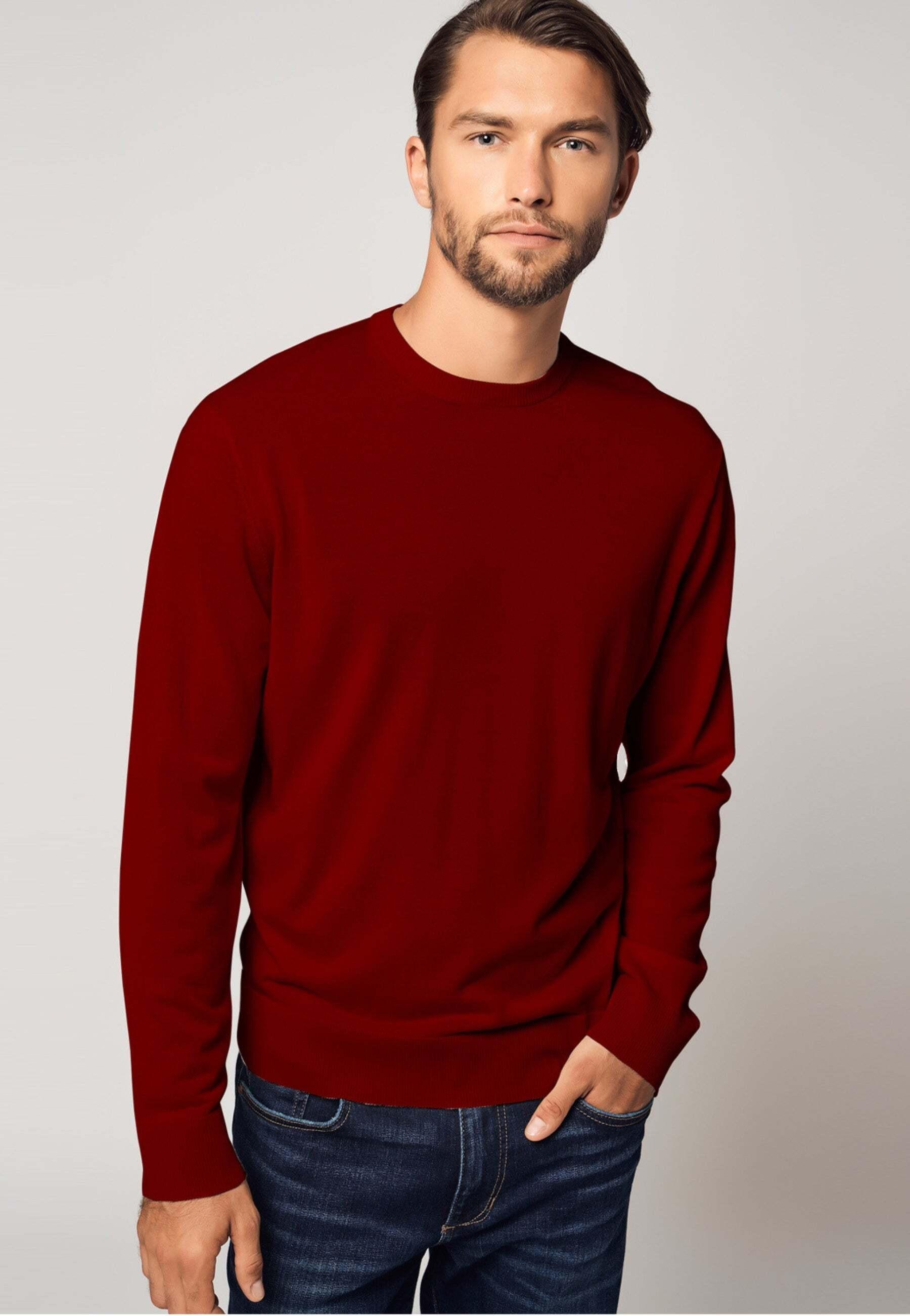 Image of Pure Crew Neck Merino Sweater Herren Rot Bunt S
