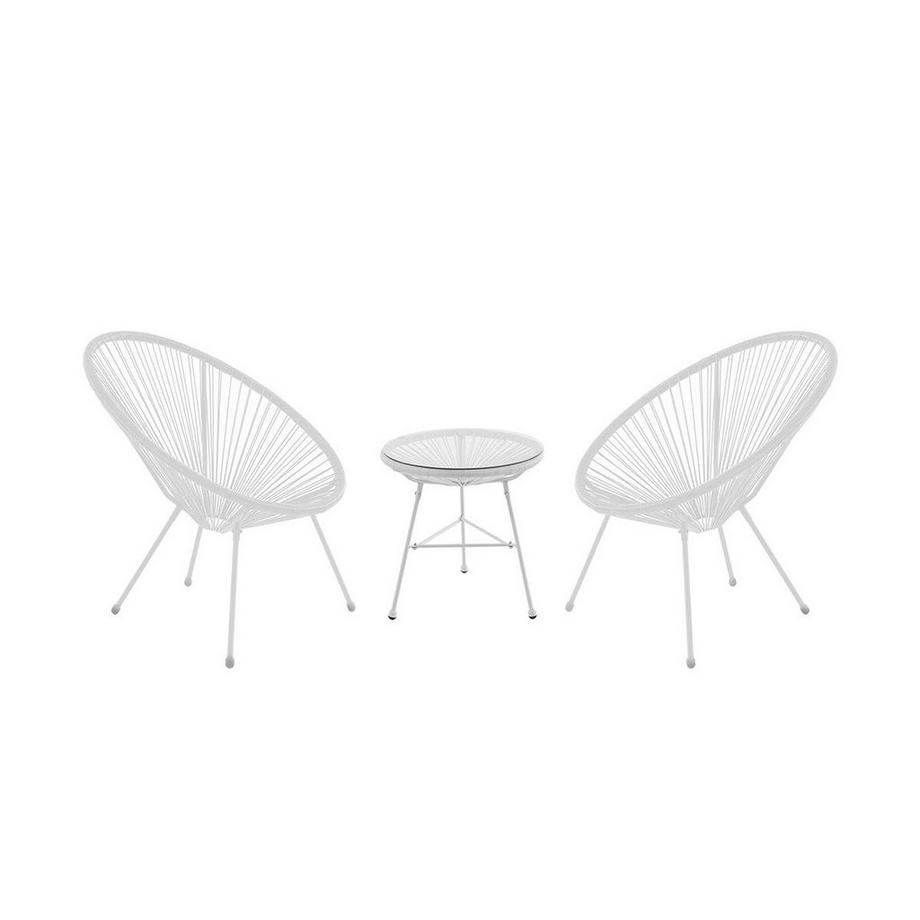 Vente-unique Salotto da giardino in Resina intrecciata Bianco ALIOS II: 2 poltrone e un tavolo  