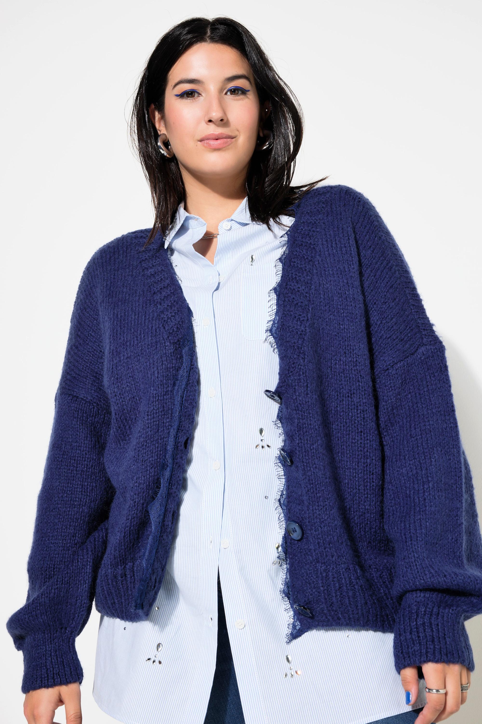 Studio Untold  Cardigan dal taglio oversize con orli di pizzo e maniche lunghe 