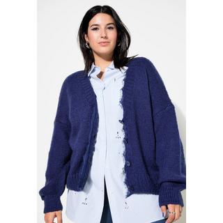 Studio Untold  Strickjacke, oversized, Spitzenkante, Langarm 