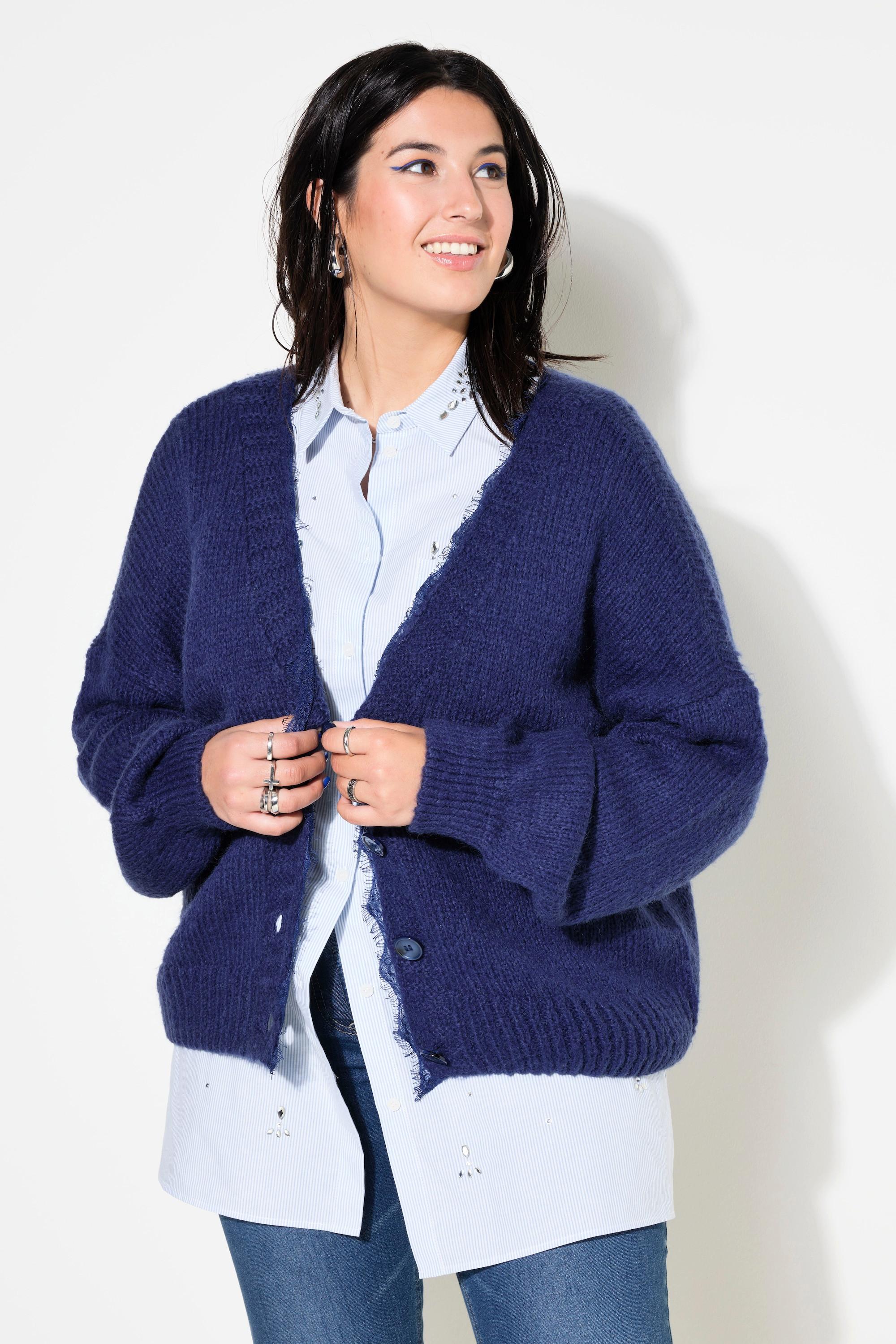 Studio Untold  Cardigan dal taglio oversize con orli di pizzo e maniche lunghe 