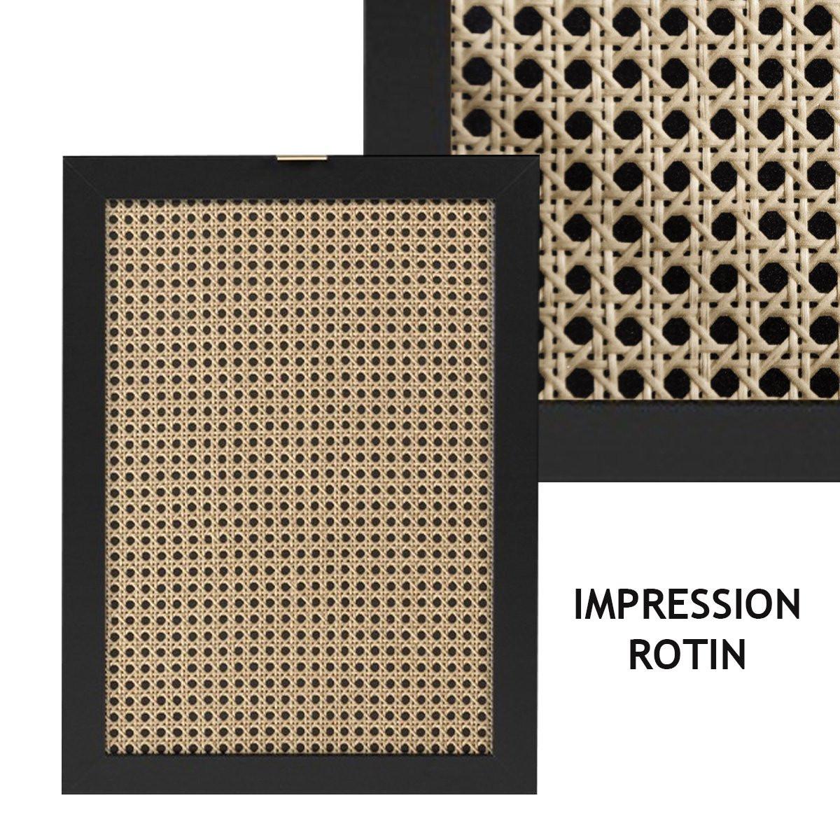 Calicosy Commode 3 Tiroirs Impression Cannage et Noir L80 x H80 cm - VILLA  