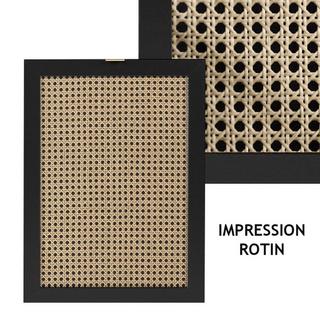 Calicosy Cassettiera a 3 cassetti, stampa impagliatura e nera - L80 cm  