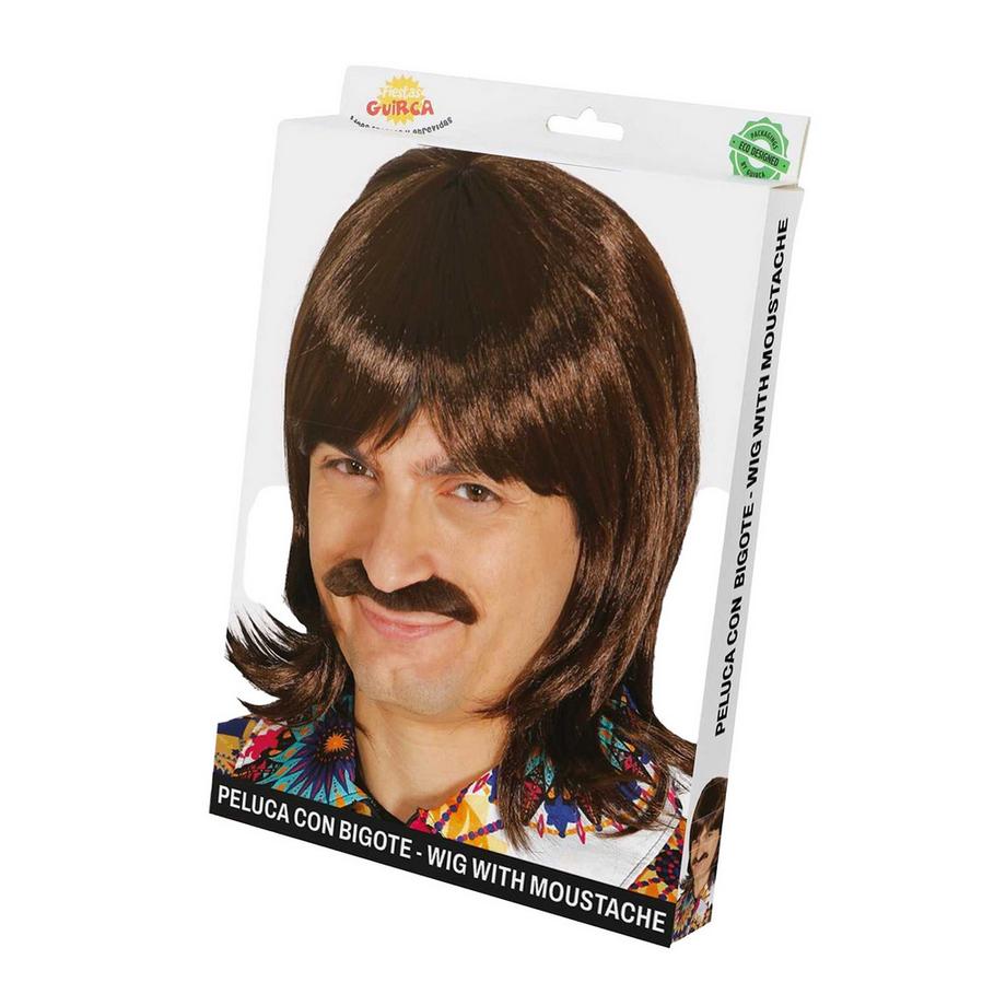 Fiestas Guirca  70´s Perücke und Schnurrbart 