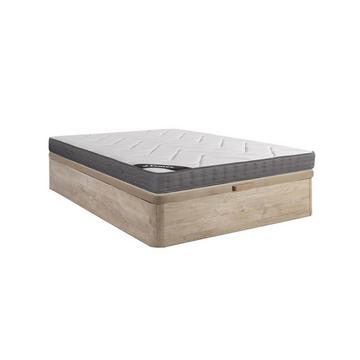 Ensemble 160 x 200 cm sommier coffre naturel clair + matelas ressorts ensachés 5 zones accueil mémoire de forme ép.23cm - BABYLONE de YSMÉE