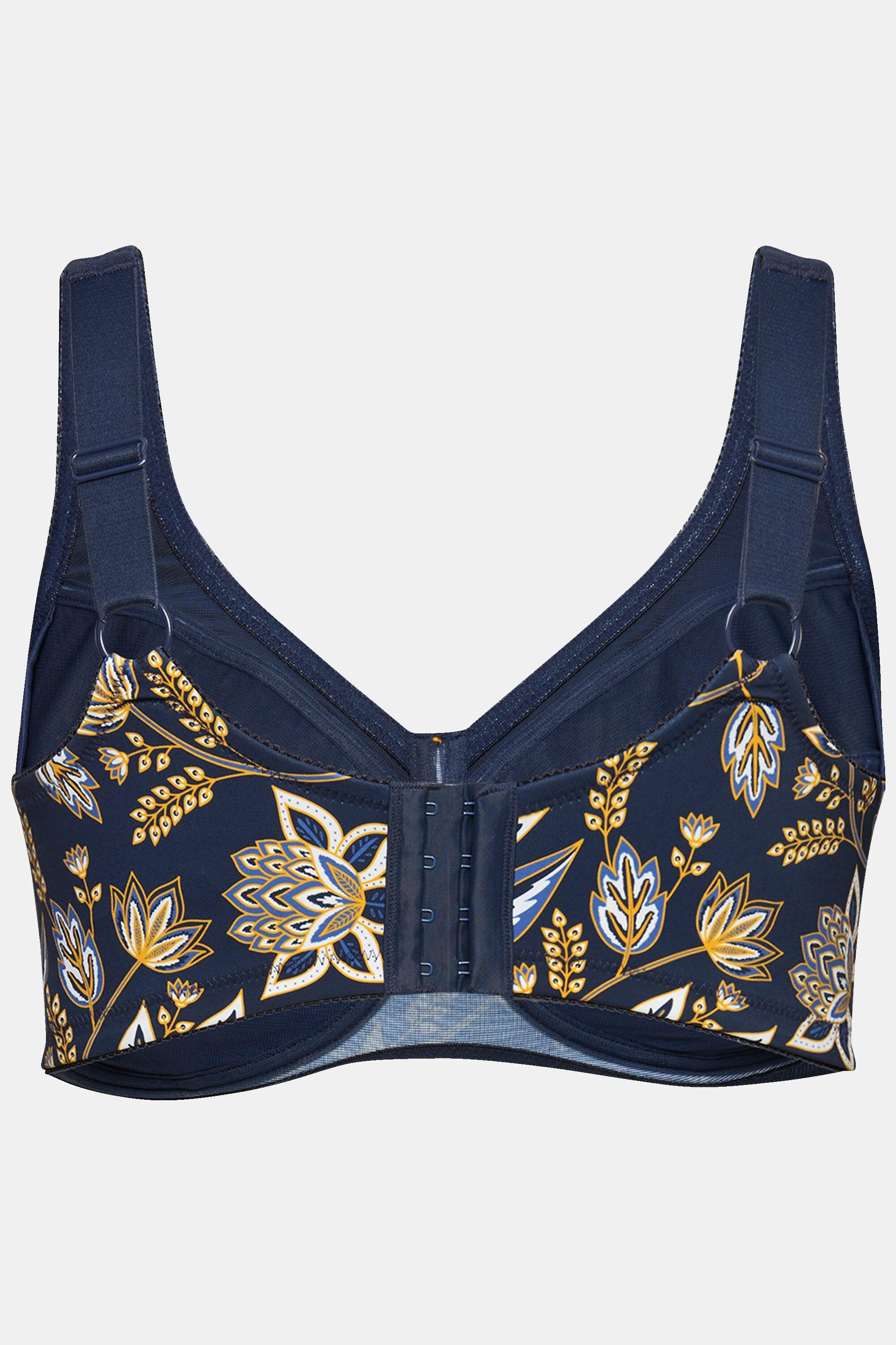 Ulla Popken  Reggiseno sostenitivo senza ferretto con fiori e coppa C-F 