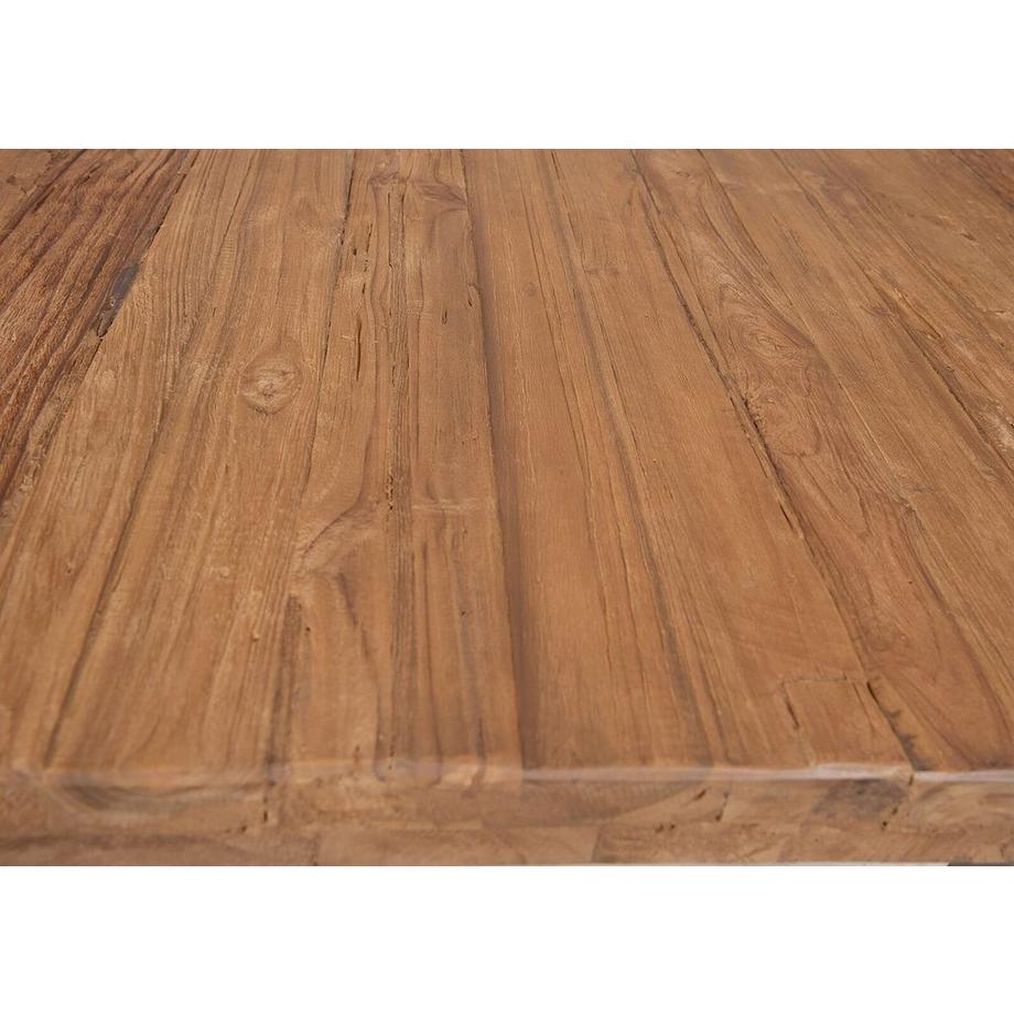 mutoni Table 180x100 cm - teck recyclé naturel - métal argenté antique  