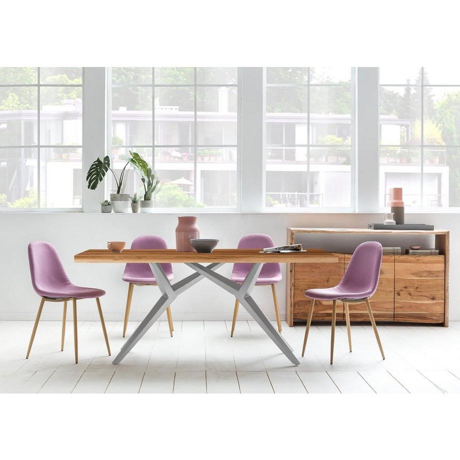 mutoni Table 180x100 cm - teck recyclé naturel - métal argenté antique  