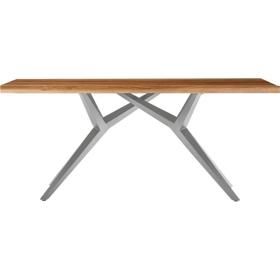Table 180x100 cm - teck recyclé naturel - métal argenté antique