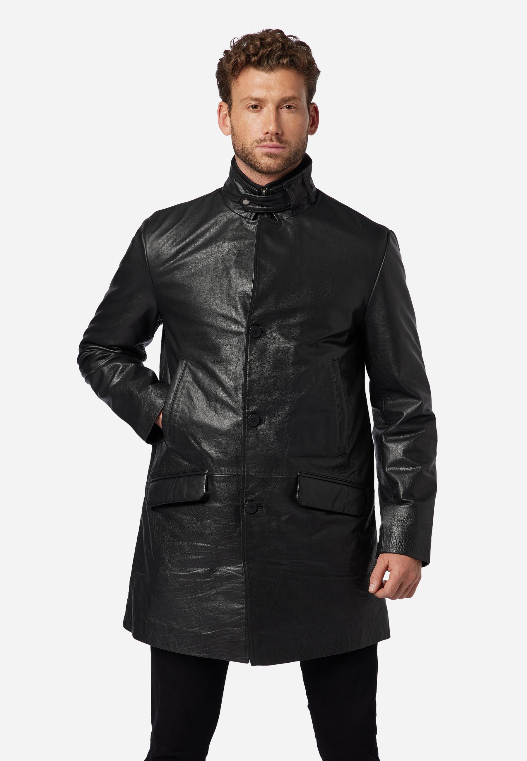 RICANO  Manteau en cuir pour homme Veetal, avec empiècement textile amovible 