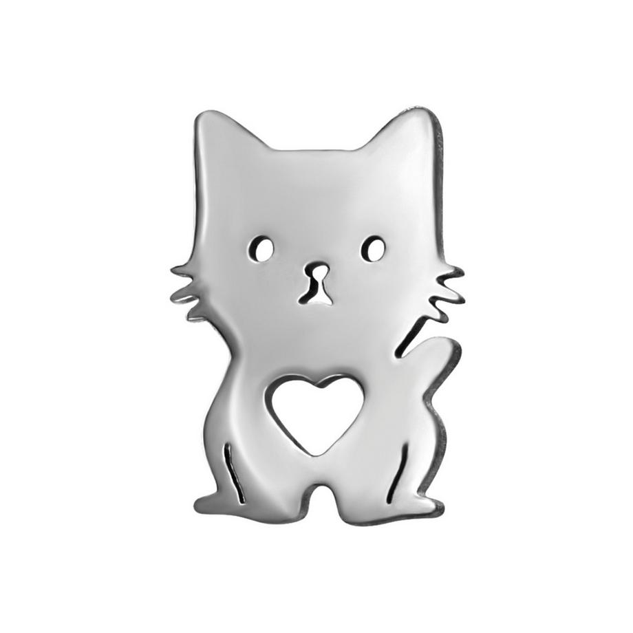 Maxte  Ohrstecker Katze mit Herz aus Edelstahl 