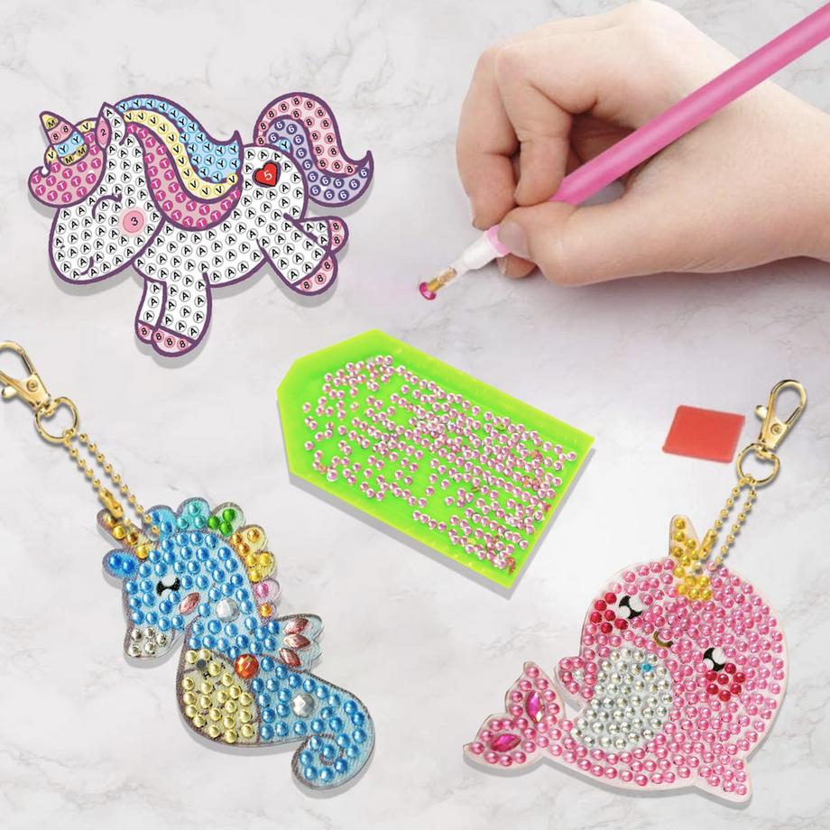 Activity-board  Basteln , Geschenke für Kinder - Mach deinen eigenen GEM Schlüsselanhänger - 5D Diamantmalerei 