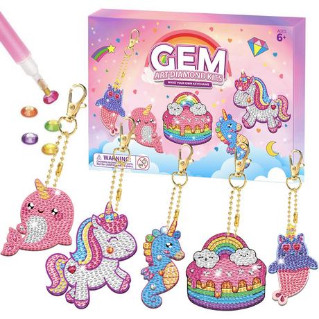 Activity-board  Basteln , Geschenke für Kinder - Mach deinen eigenen GEM Schlüsselanhänger - 5D Diamantmalerei 