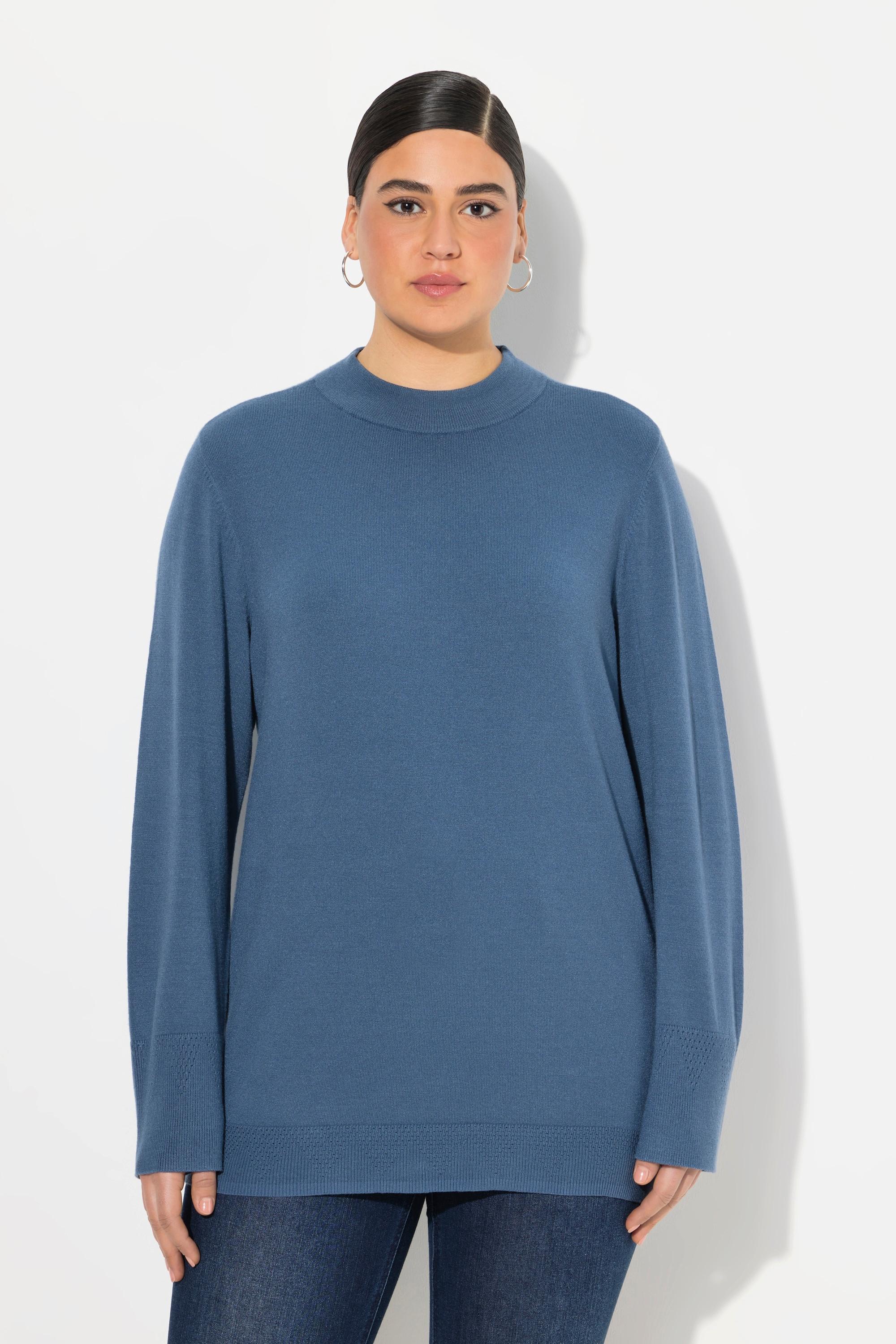 Ulla Popken  Pullover, Stehkragen, Langarm, Rippbündchen 