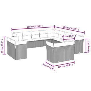 VidaXL Ensemble de canapés de jardin rotin synthétique  