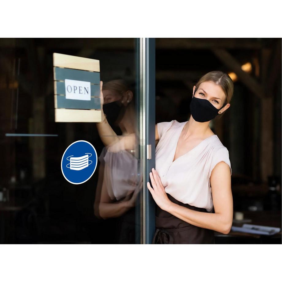 Exacompta Cartello adesivo rotondo diametro 20cm MASCHERINA OBBLIGATORIA  